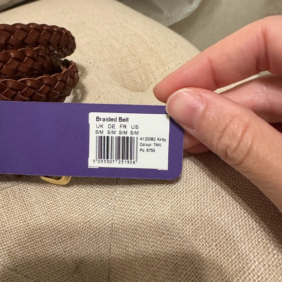 NWT Seraphine Maternity Brown Braided Leather Belt with Gold Buckle